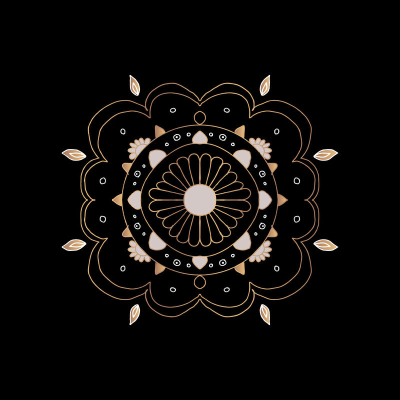 印度曼荼罗图案花朵矢量符号手绘
