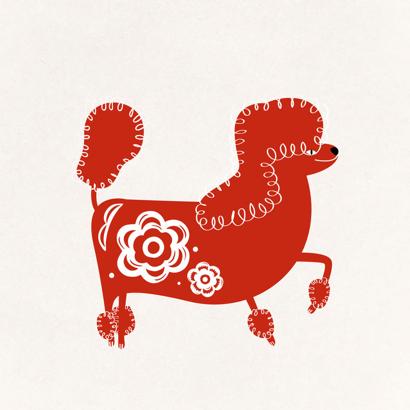 狗红色中国矢量可爱十二生肖动物插图