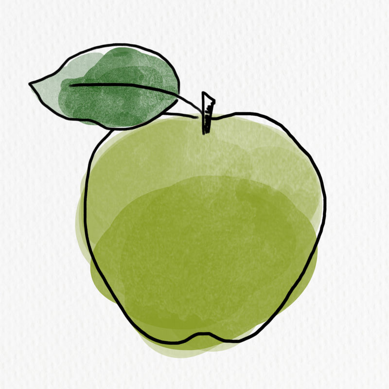 绿苹果插图半色调风格