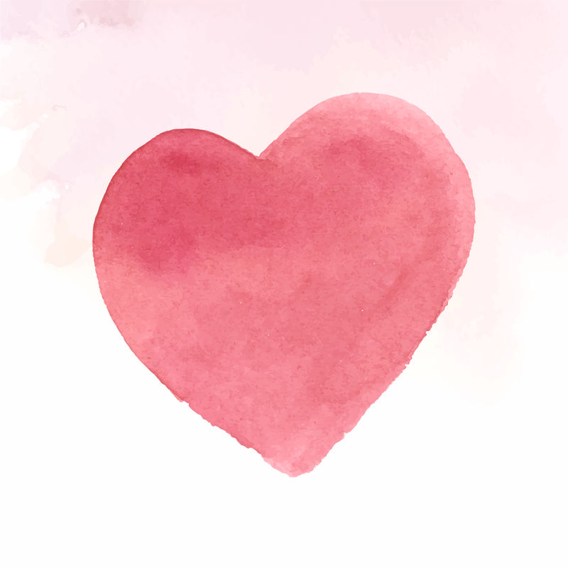 水彩粉色心形贴纸psd valentine&#x27；情人节