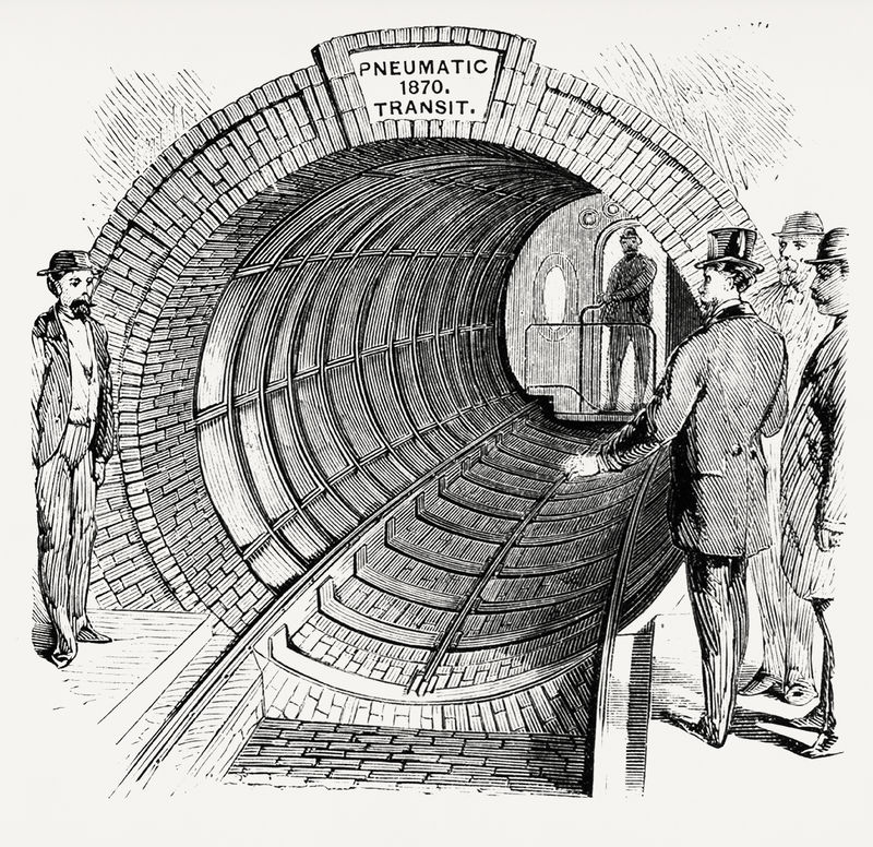 百老汇隧道入口的经典插图