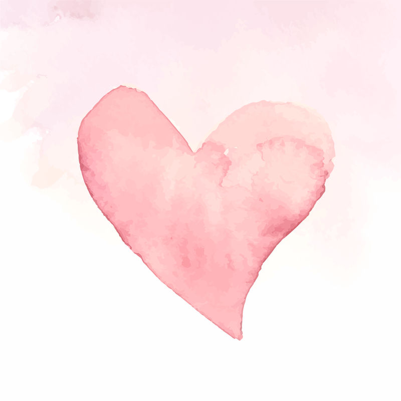 水彩粉色心形贴纸psd valentine&#x27；情人节
