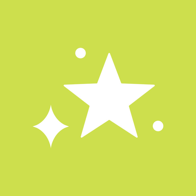 绿色背景上简单样式的星星矢量闪烁图标