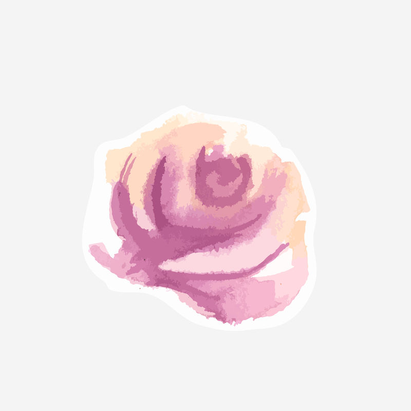经典紫玫瑰矢量手绘水彩花