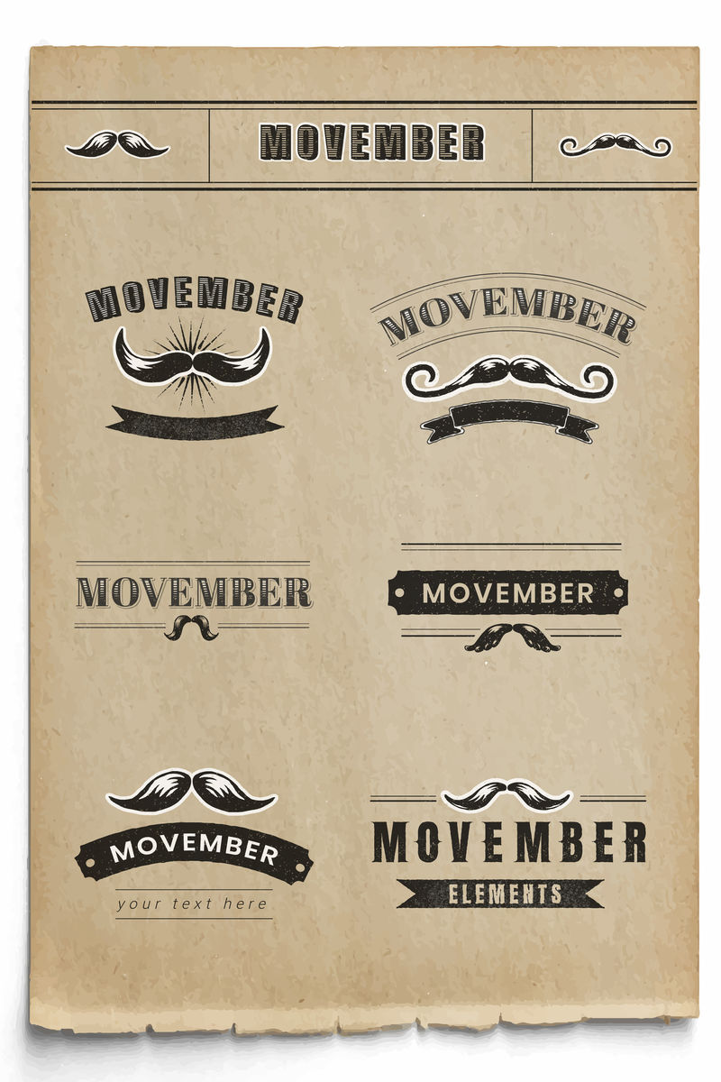 Movember徽章设计向量集