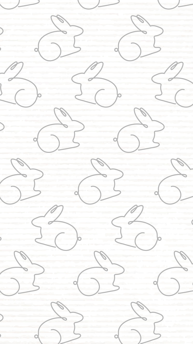 兔子图案iPhone壁纸无缝白色背景矢量