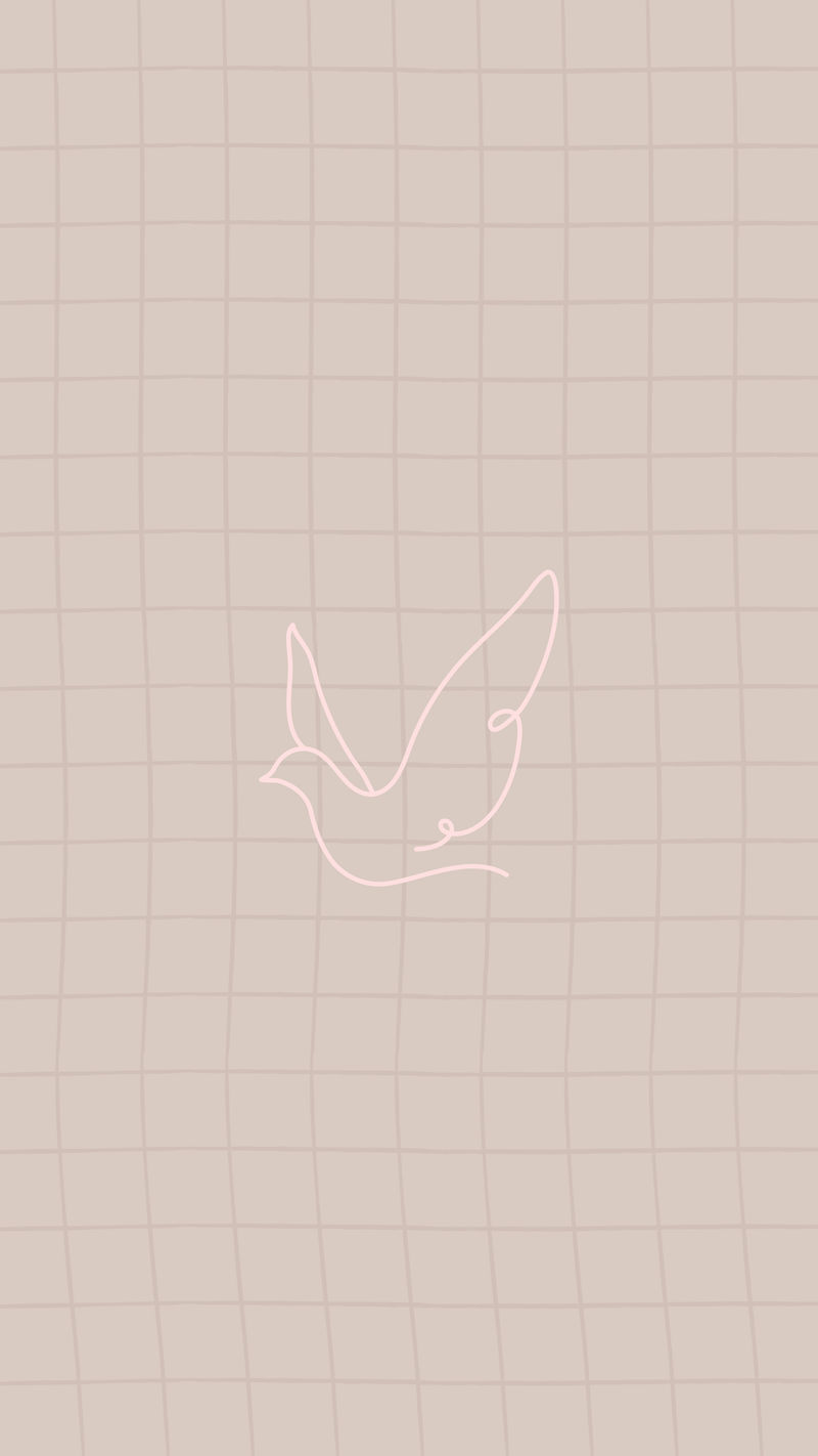 粉红鸽子手机壁纸线条艺术动物设计向量