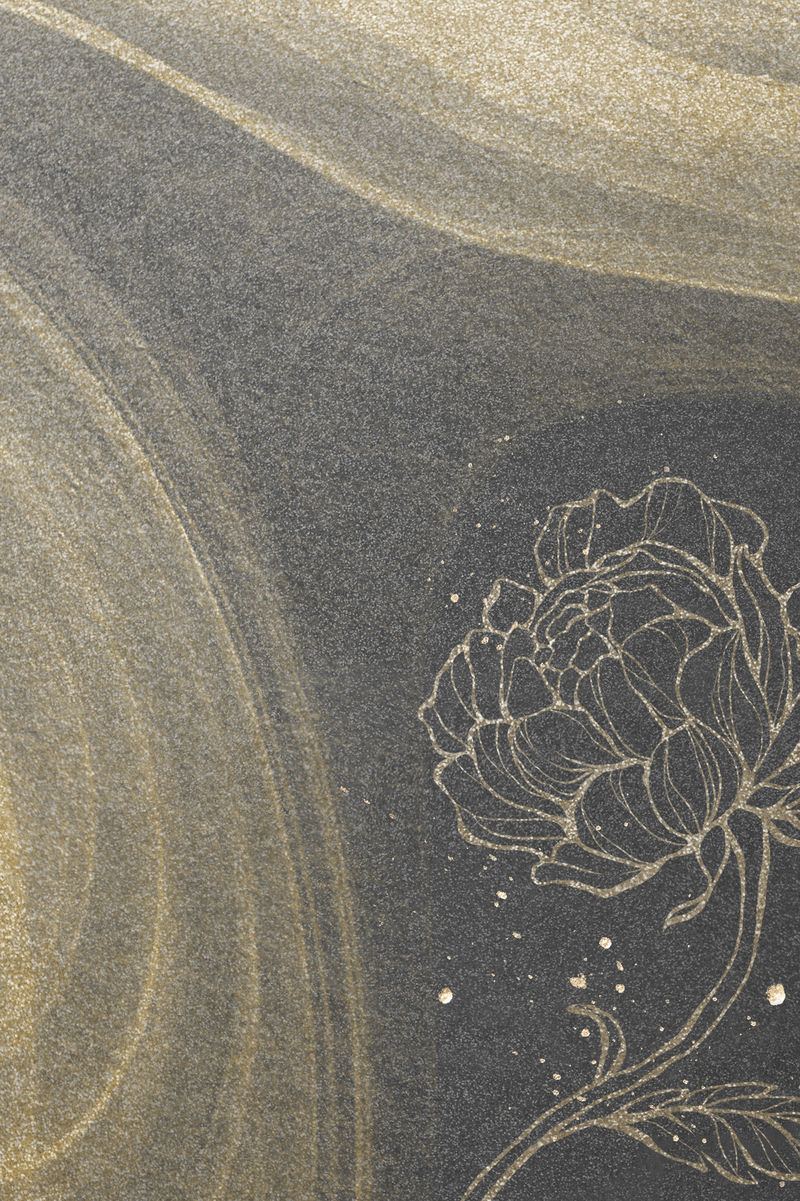 金色闪光背景插图上的略图花卉装饰