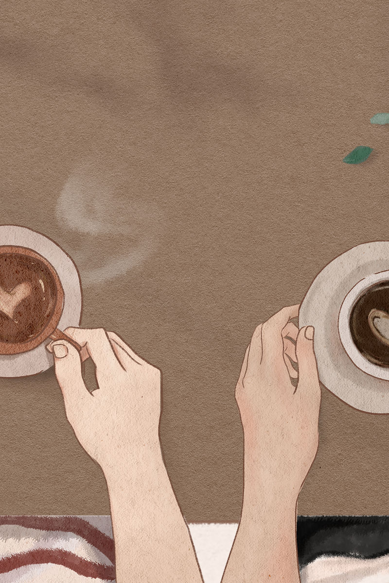 完美咖啡约会情人节的审美插图背景