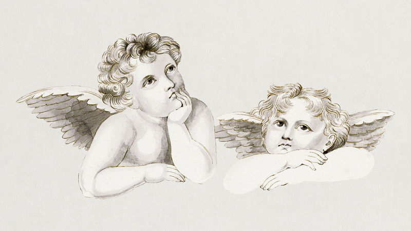 复古双小天使插图由Jonkvrouw Elisabeth Kemper的艺术作品混合而成