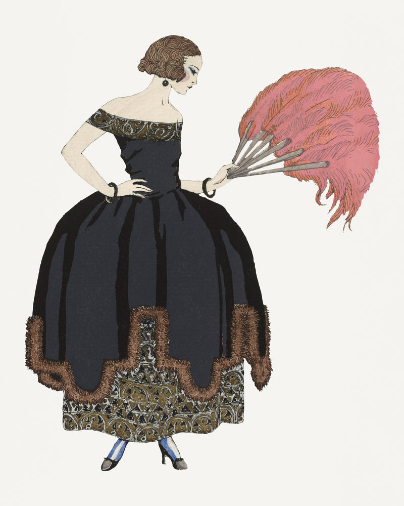 19世纪流行的黑色维多利亚女装由乔治·巴比尔（George Barbier）的艺术作品混合而成