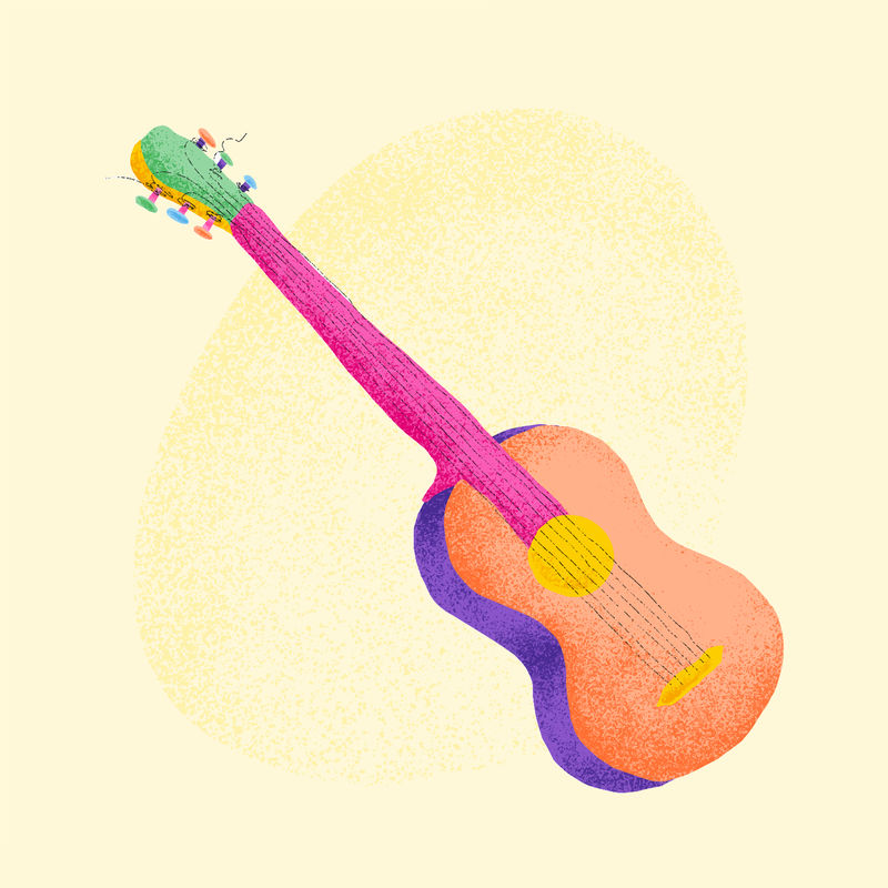 橙色吉他乐器插图