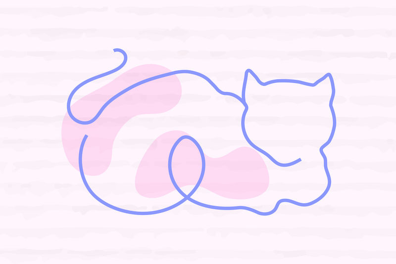 猫粉线艺术动物插图