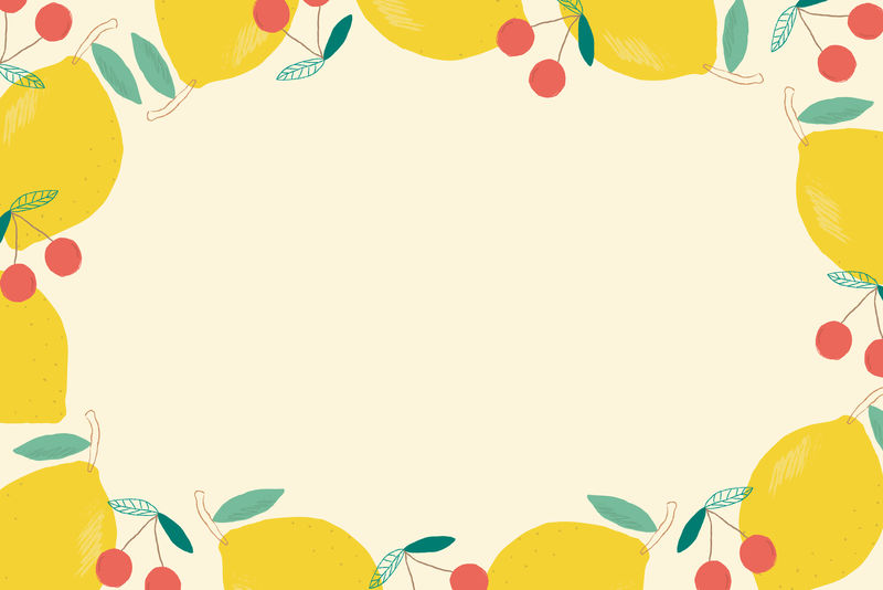 柠檬樱桃色边框米色背景框