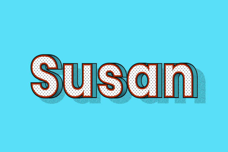 Susan姓名字体阴影复古排版