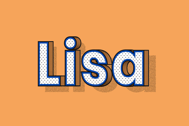 Lisa姓名刻字字体阴影复古排版