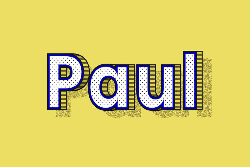 Paul name半色调阴影样式排版