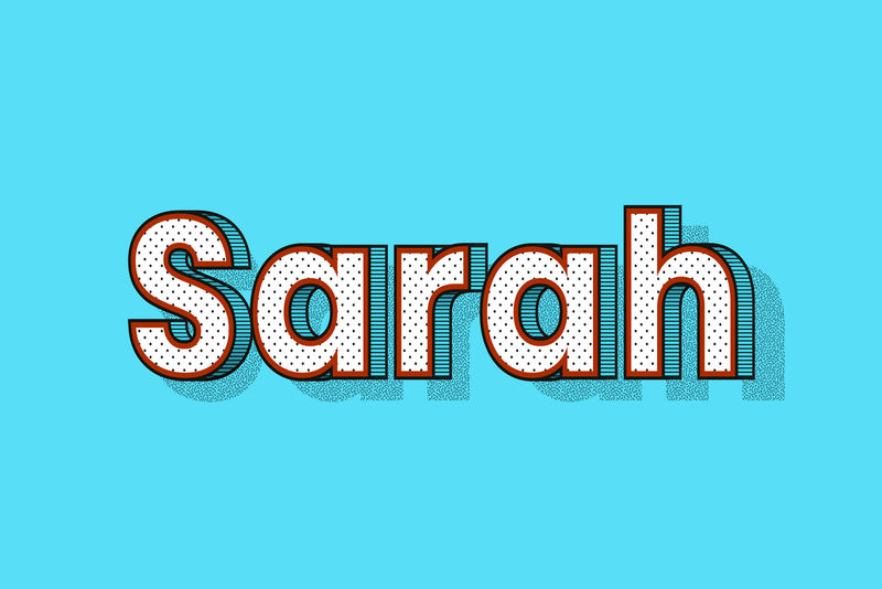莎拉姓名字体阴影复古排版