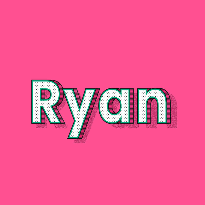 Ryan男性姓名复古波尔卡圆点字体