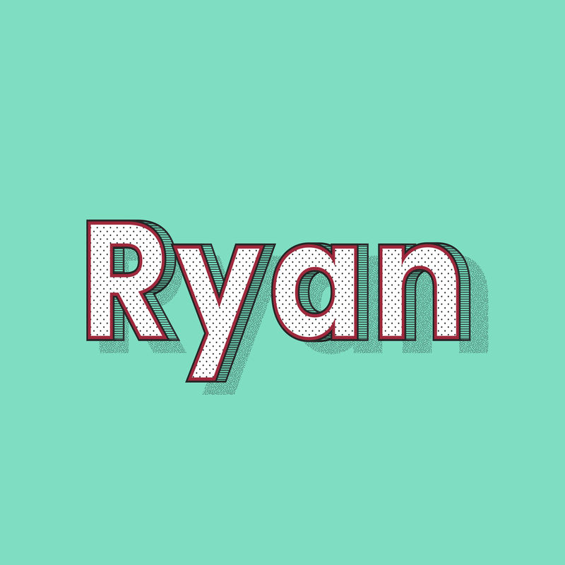 男性姓名Ryan字体刻字