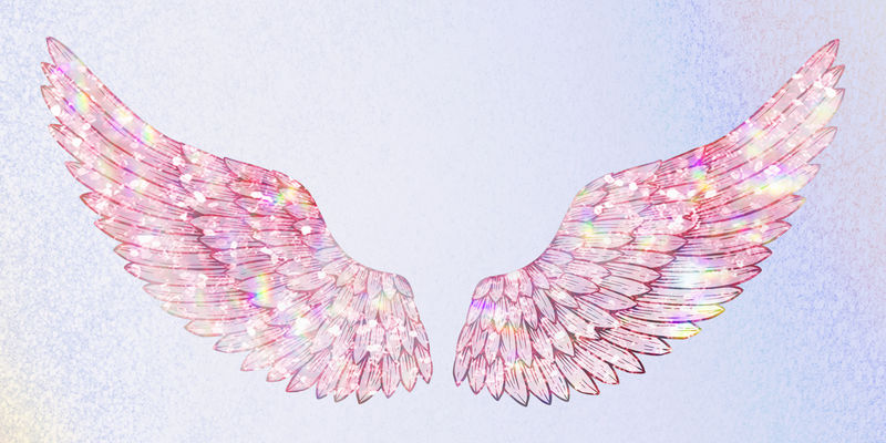 粉色全息翅膀贴纸覆盖设计资源