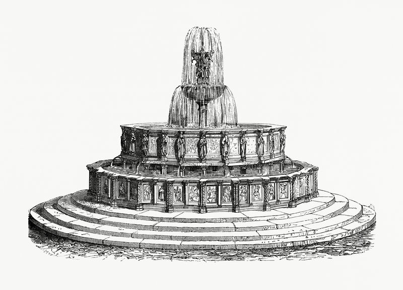 维特博喷泉的复古插图