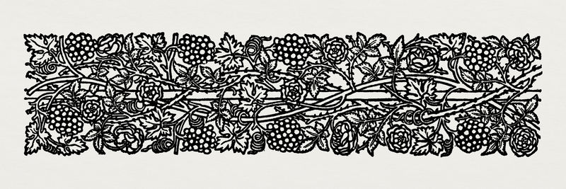 复古黑白葡萄和树叶装饰设计元素插图