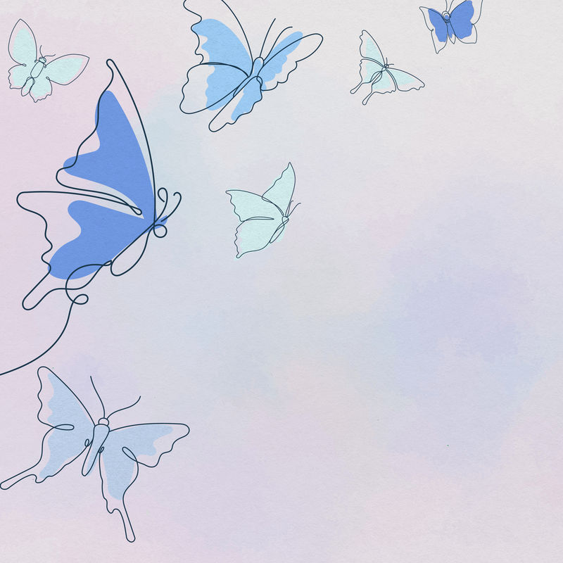 美学蝴蝶框架蓝色渐变边框psd动物插图