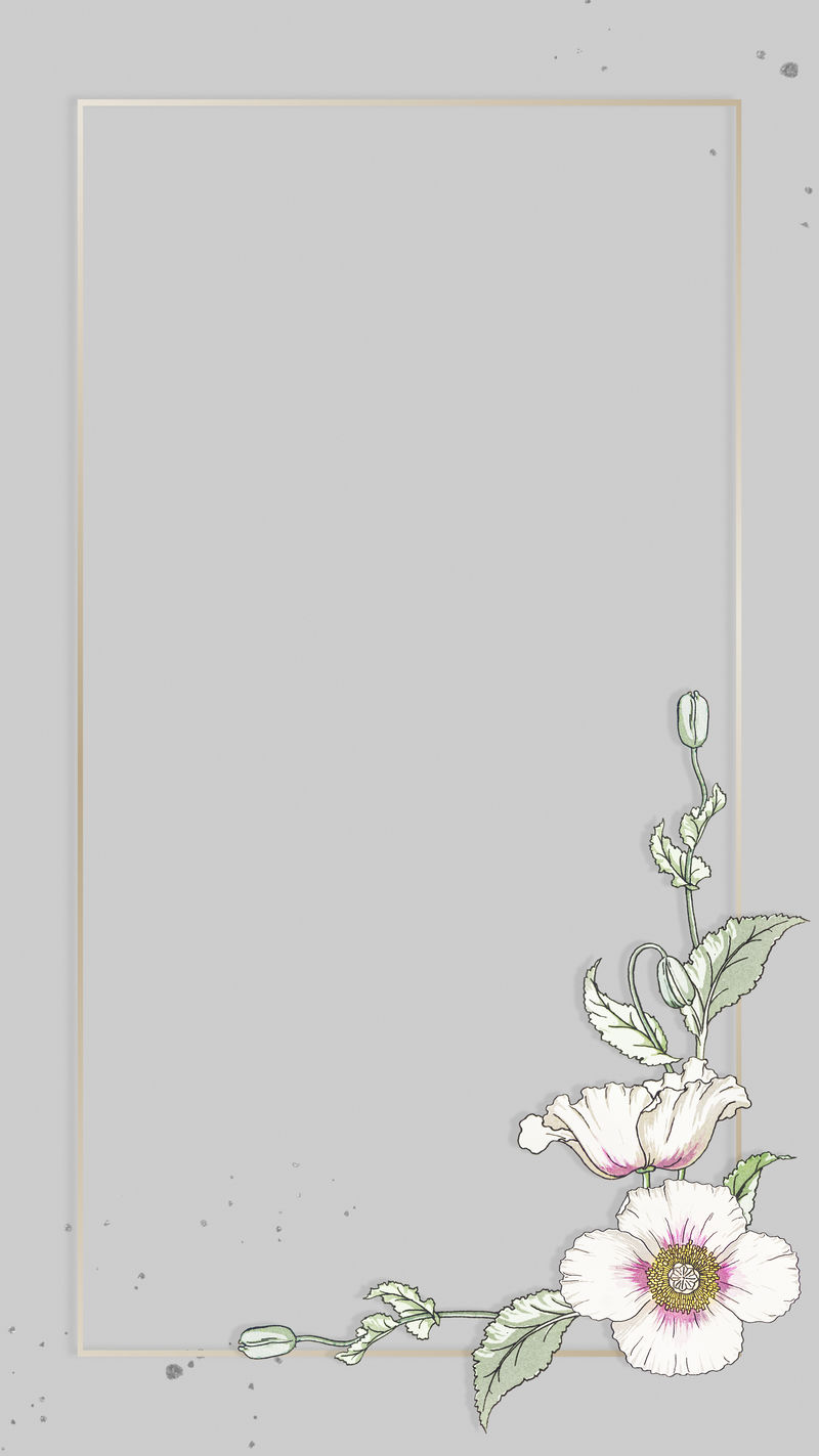 复古白色罂粟花框架设计元素