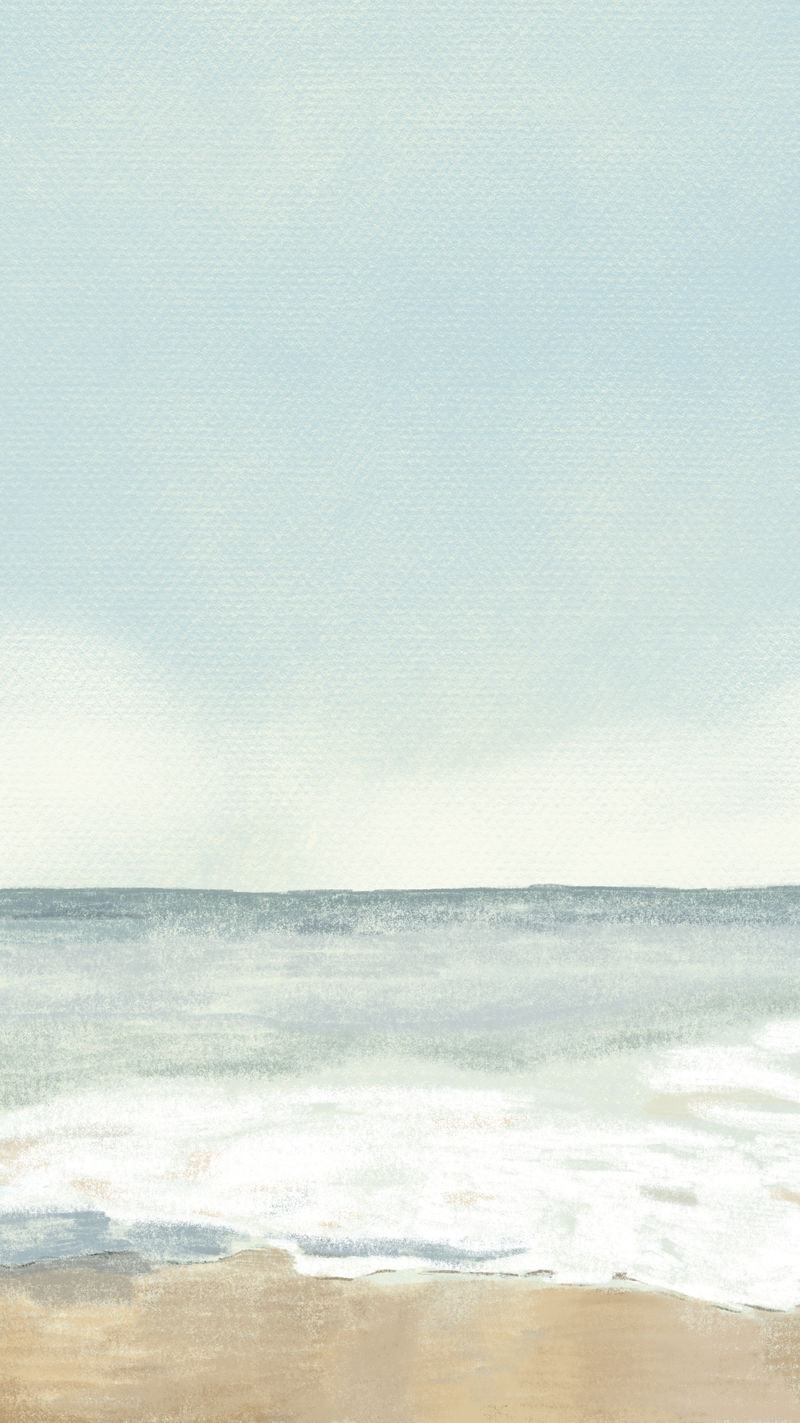 海滩移动壁纸psd彩色铅笔插图
