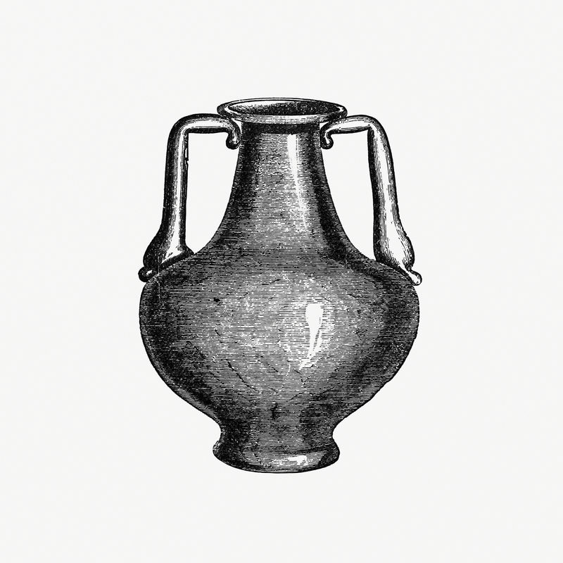 复古欧式花瓶插画雕刻