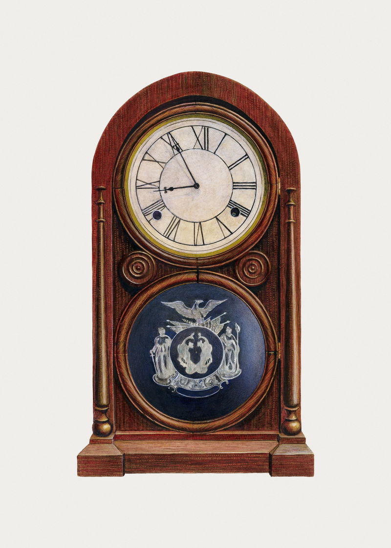 复古psd货架时钟插图由塞缪尔·芬曼（Samuel Fineman）的艺术作品混合而成