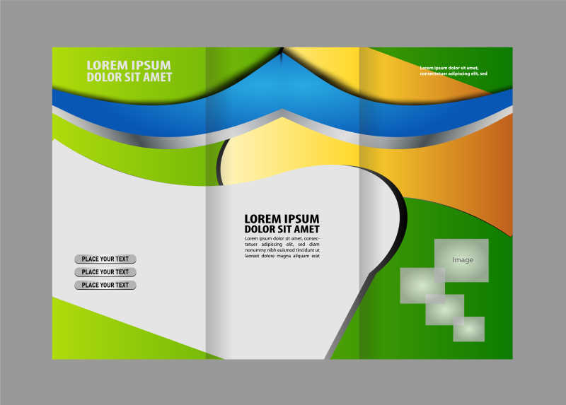 彩色的三折页宣传手册矢量设计模板