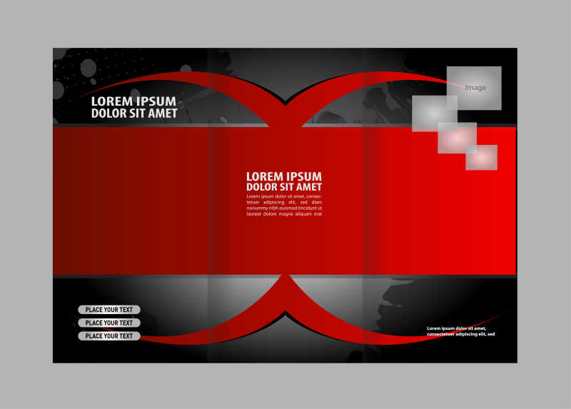 抽象的红色三折页宣传手册矢量设计模板