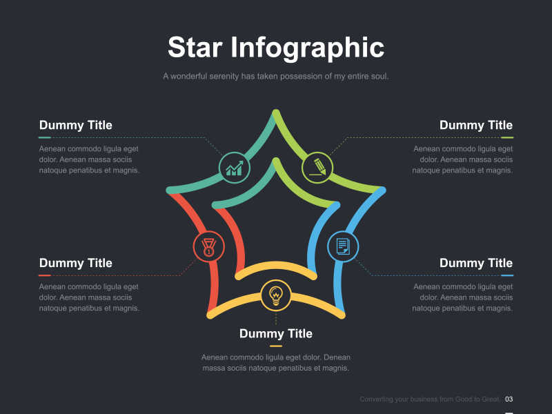 五色五角星创意矢量创意商业幻灯片信息图表展示模板