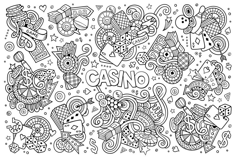 卡通手绘赌场创意图案矢量背景