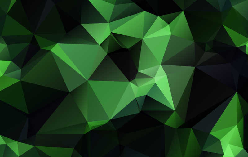矢量绿色黑色抽象多边形风格背景