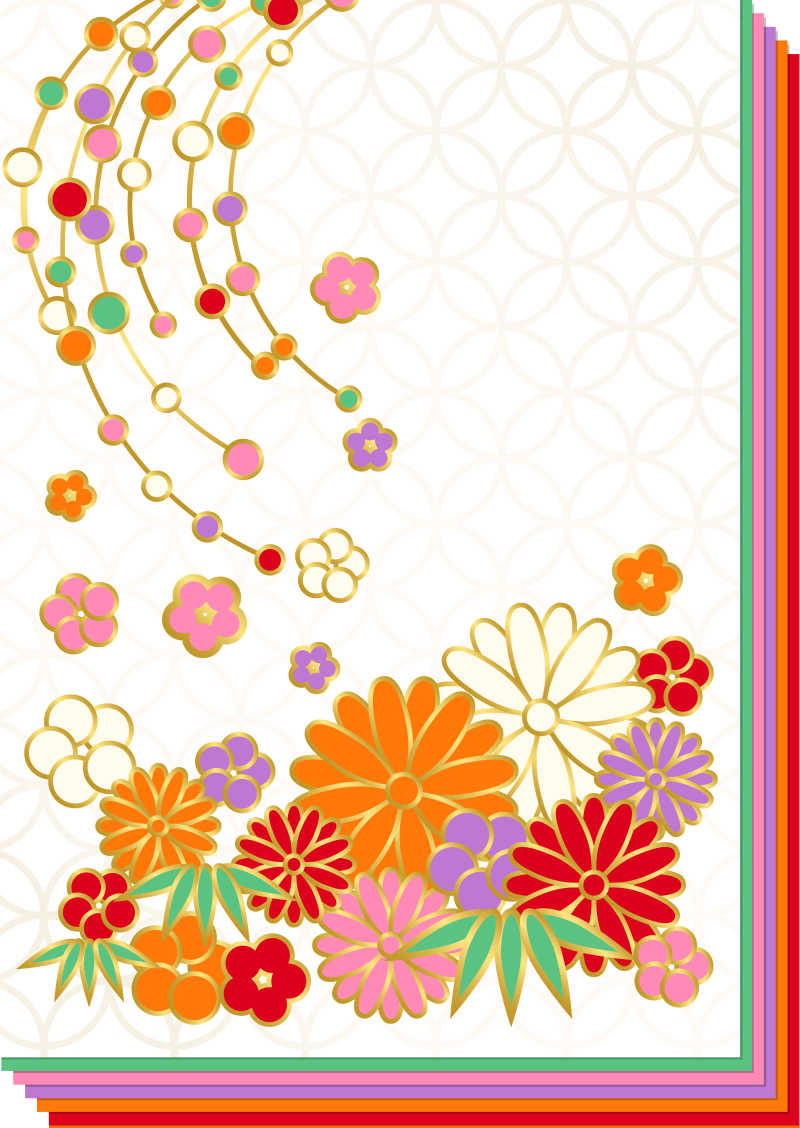 日本和服花式矢量插画