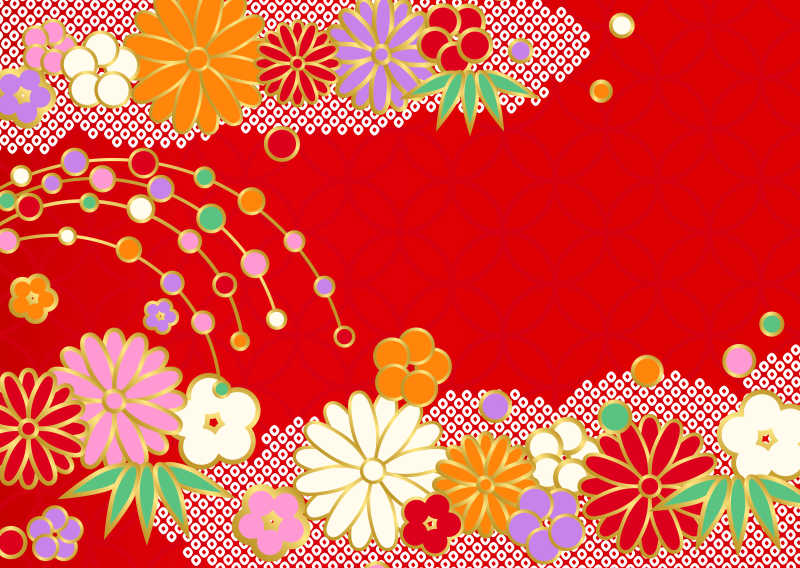 日式服装上的花纹矢量背景
