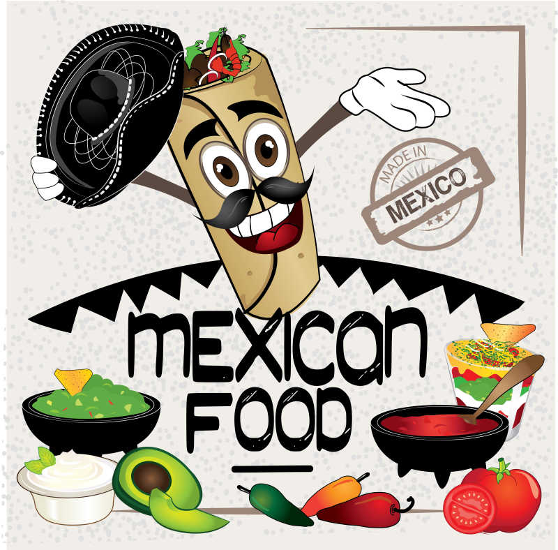 矢量墨西哥食物创意插图