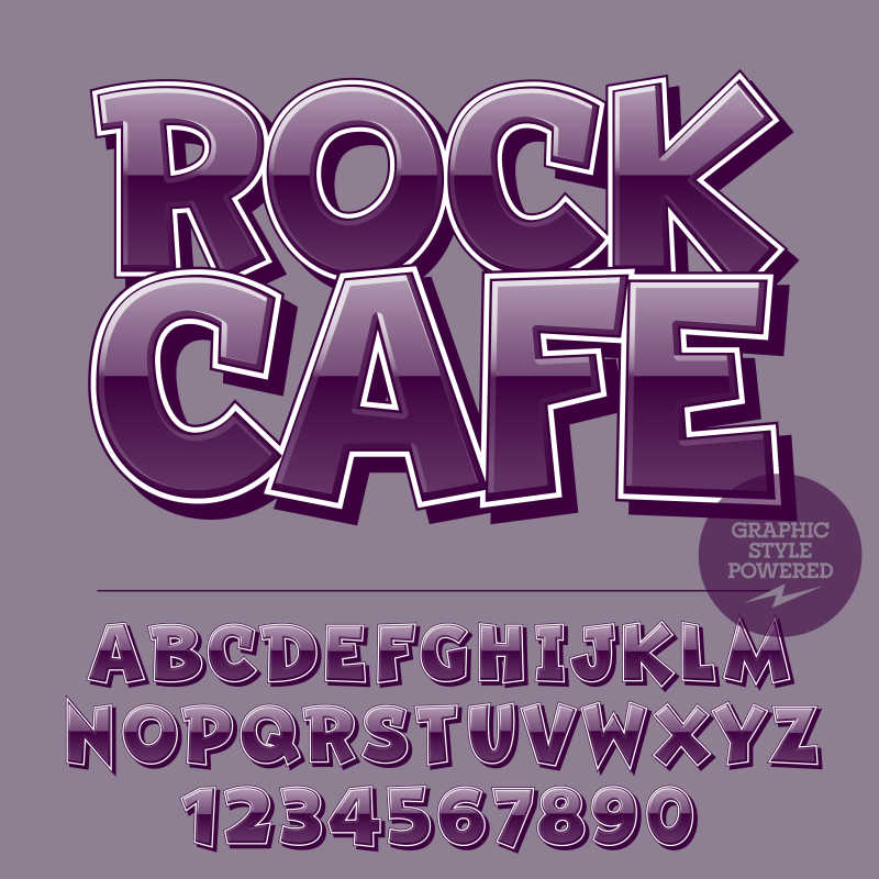 紫色海报风格的矢量数字字母字体设计元素