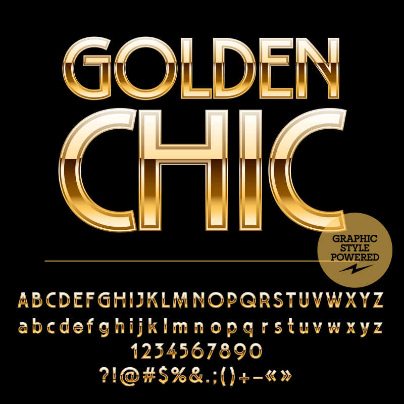 金色断层矢量数字字母字体设计元素