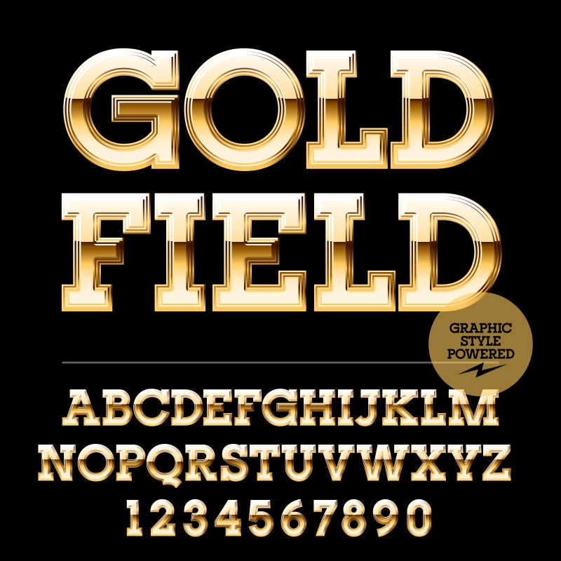 皇家金色矢量数字字母字体设计元素