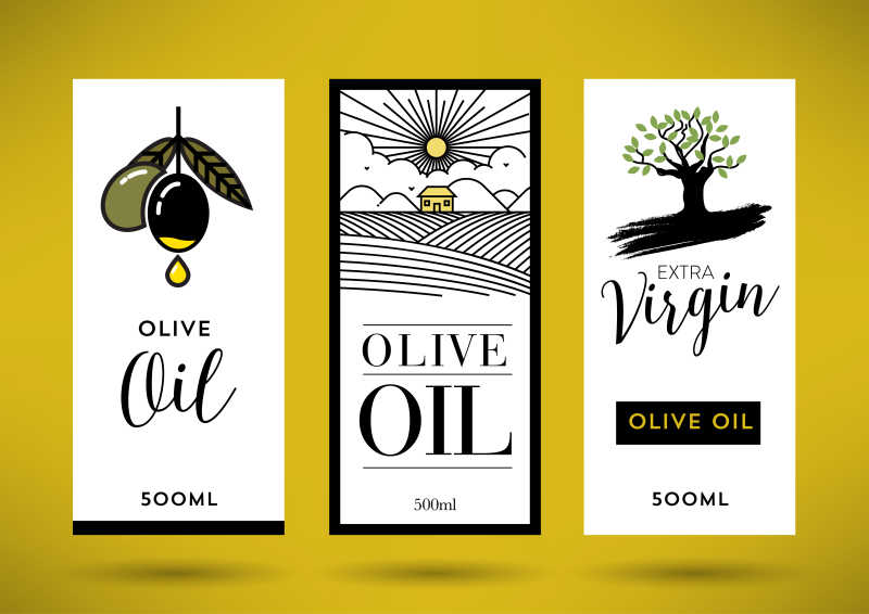 时尚矢量橄榄油标签设计
