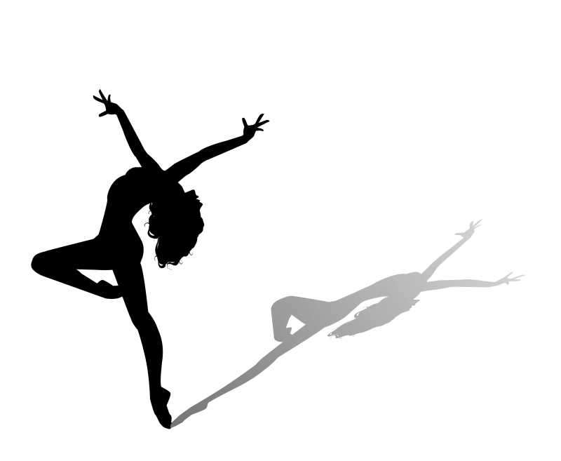 跳舞的年轻女人剪影矢量插图