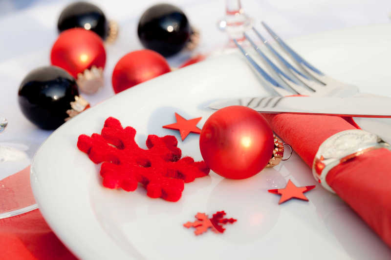 圣诞节餐桌餐具装饰