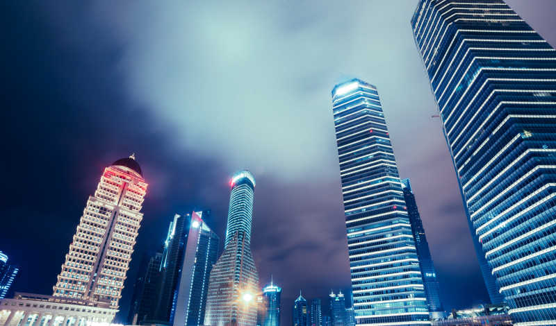 美丽的上海城市建筑夜景