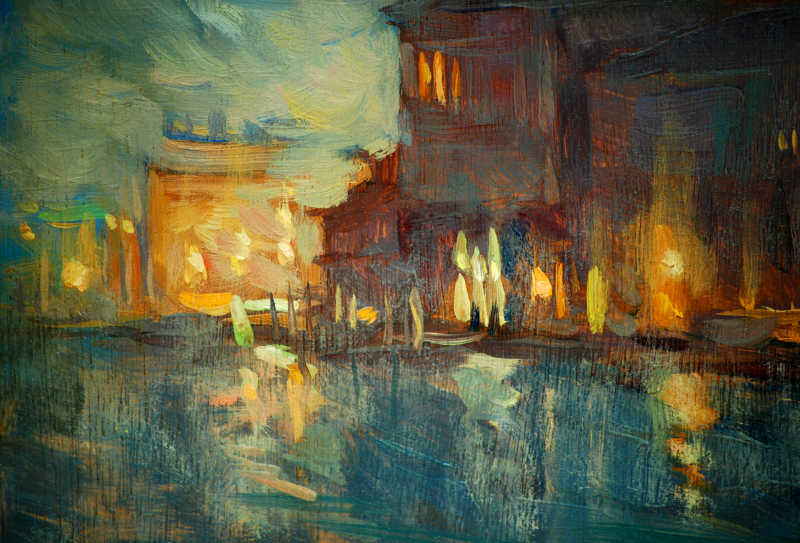 夜晚的威尼斯油画