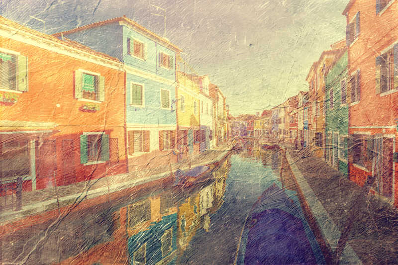 威尼斯水上美景插画