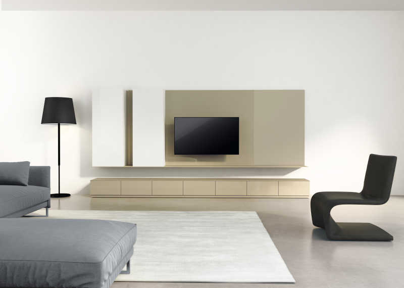电视墙家具与白色客厅